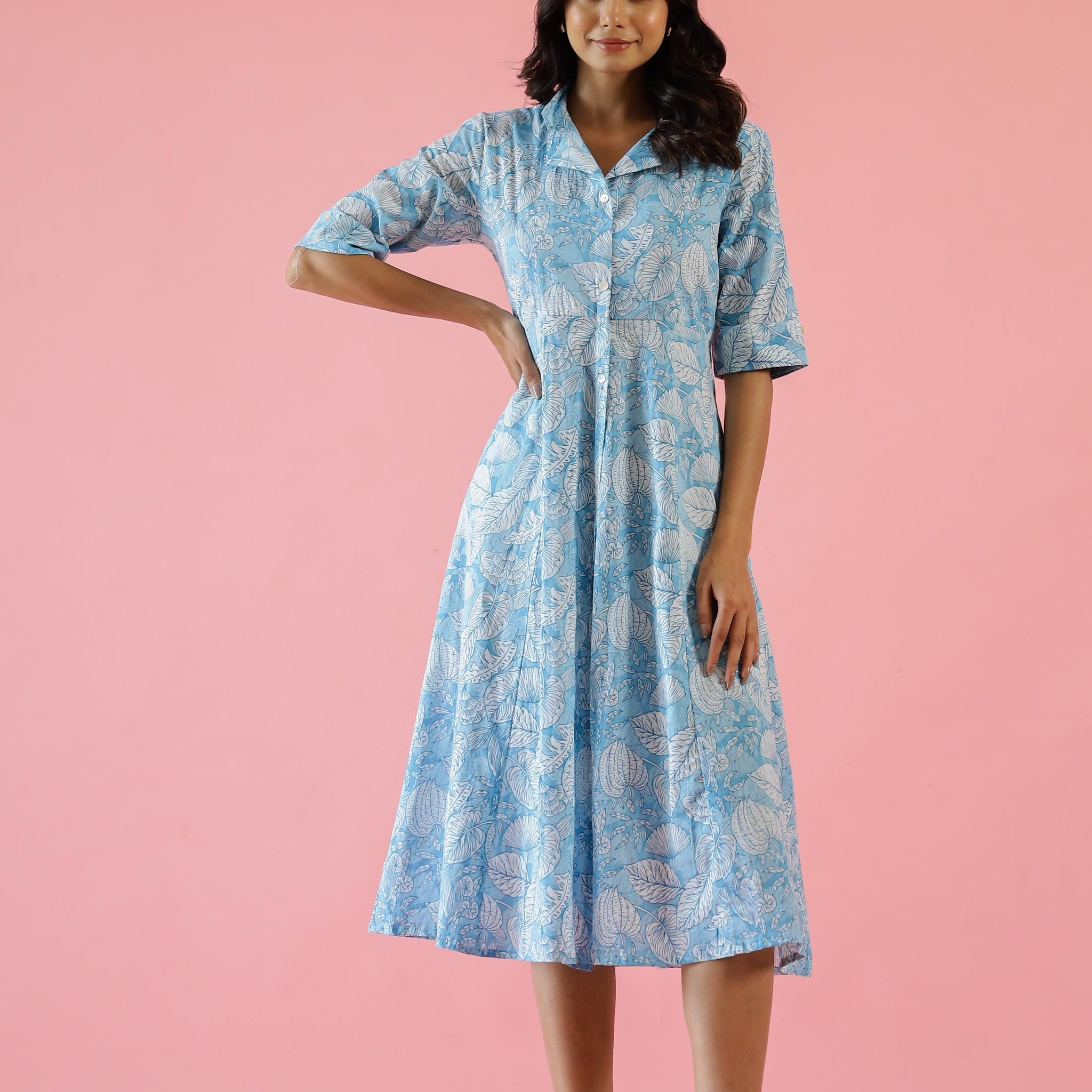 Cotton Printed Dress | A-Line Dress | Shop stylish women's clothing online at Label Flavia |