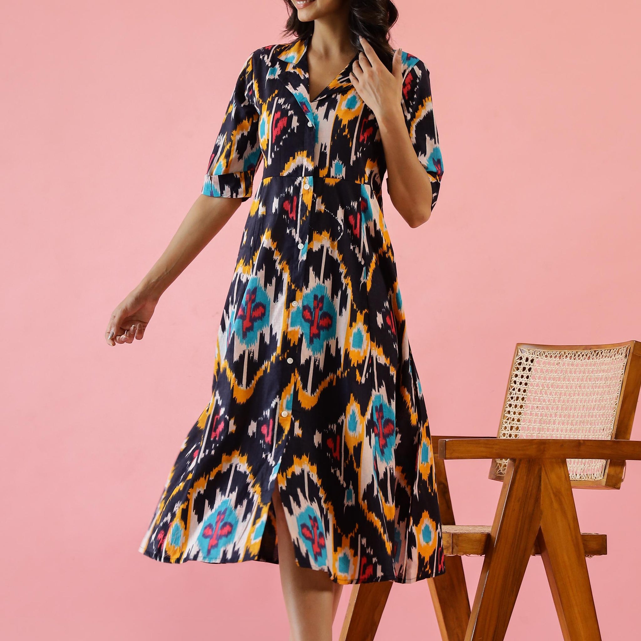 Cotton Printed Dress | A-Line Dress | Shop stylish women's clothing online at Label Flavia |