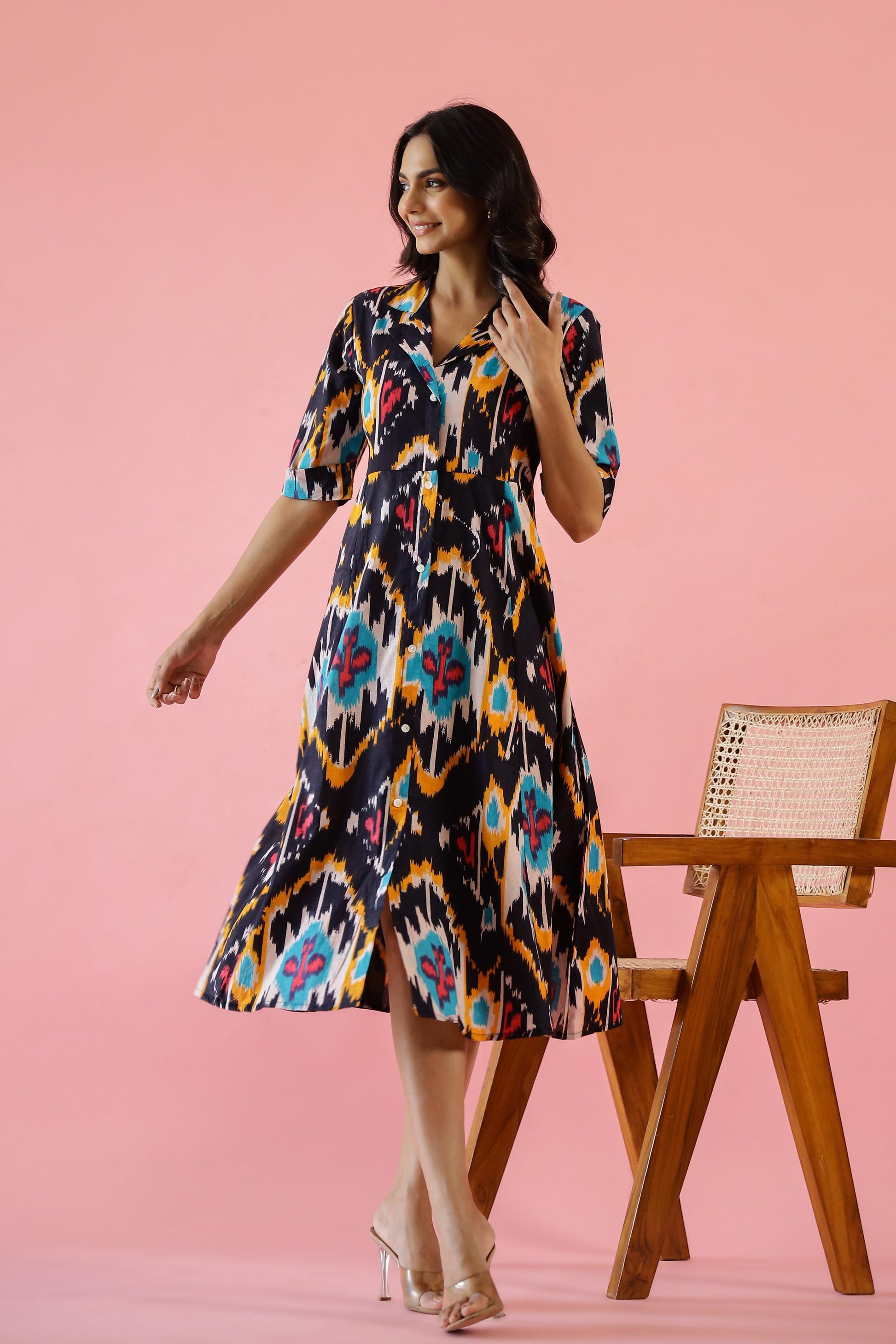 Cotton Printed Dress | A-Line Dress | Shop stylish women's clothing online at Label Flavia |