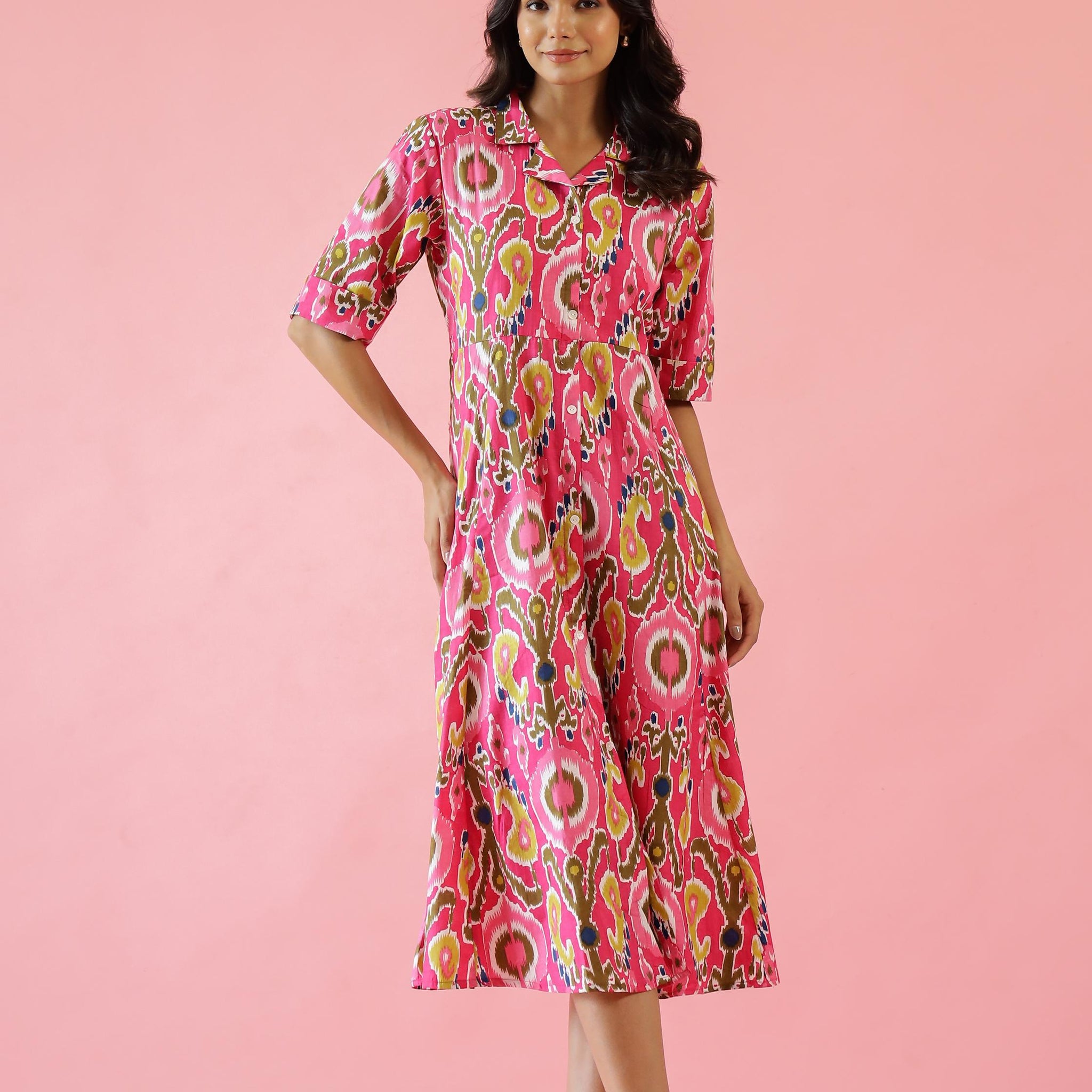 Cotton Printed Dress | A-Line Dress | Shop stylish women's clothing online at Label Flavia |