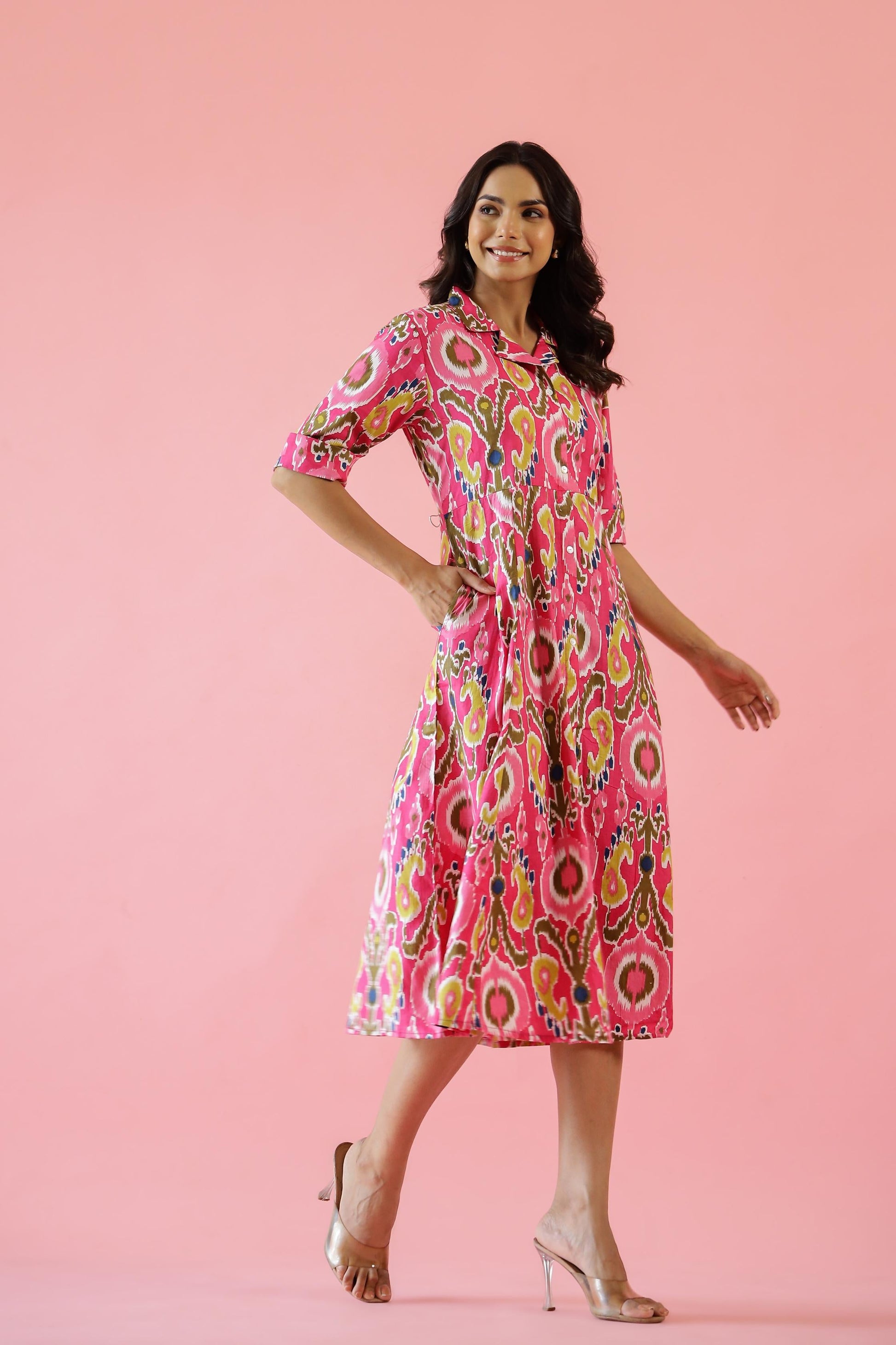 Cotton Printed Dress | A-Line Dress | Shop stylish women's clothing online at Label Flavia |