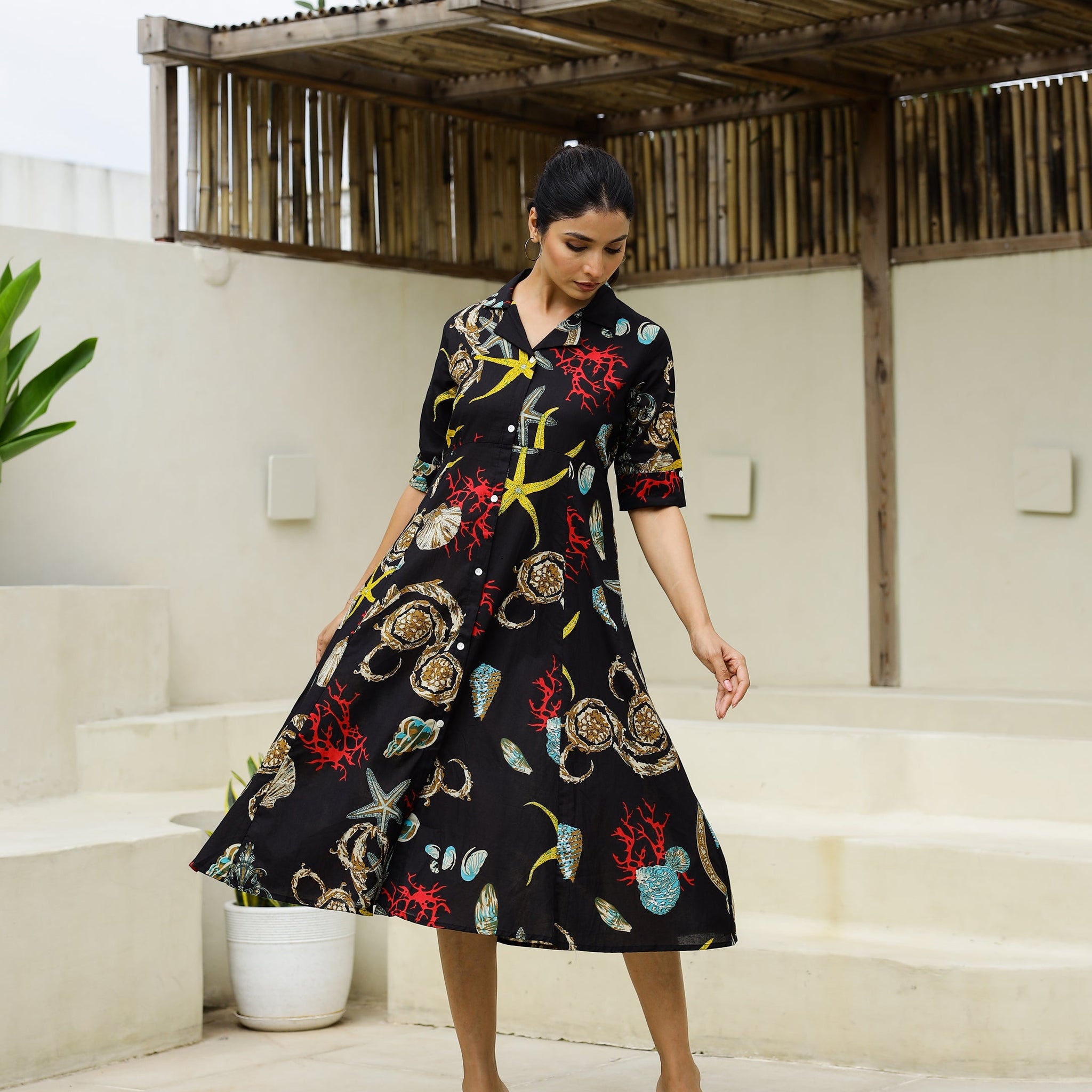 Cotton Printed Dress | A-Line Dress | Shop stylish women's clothing online at Label Flavia |