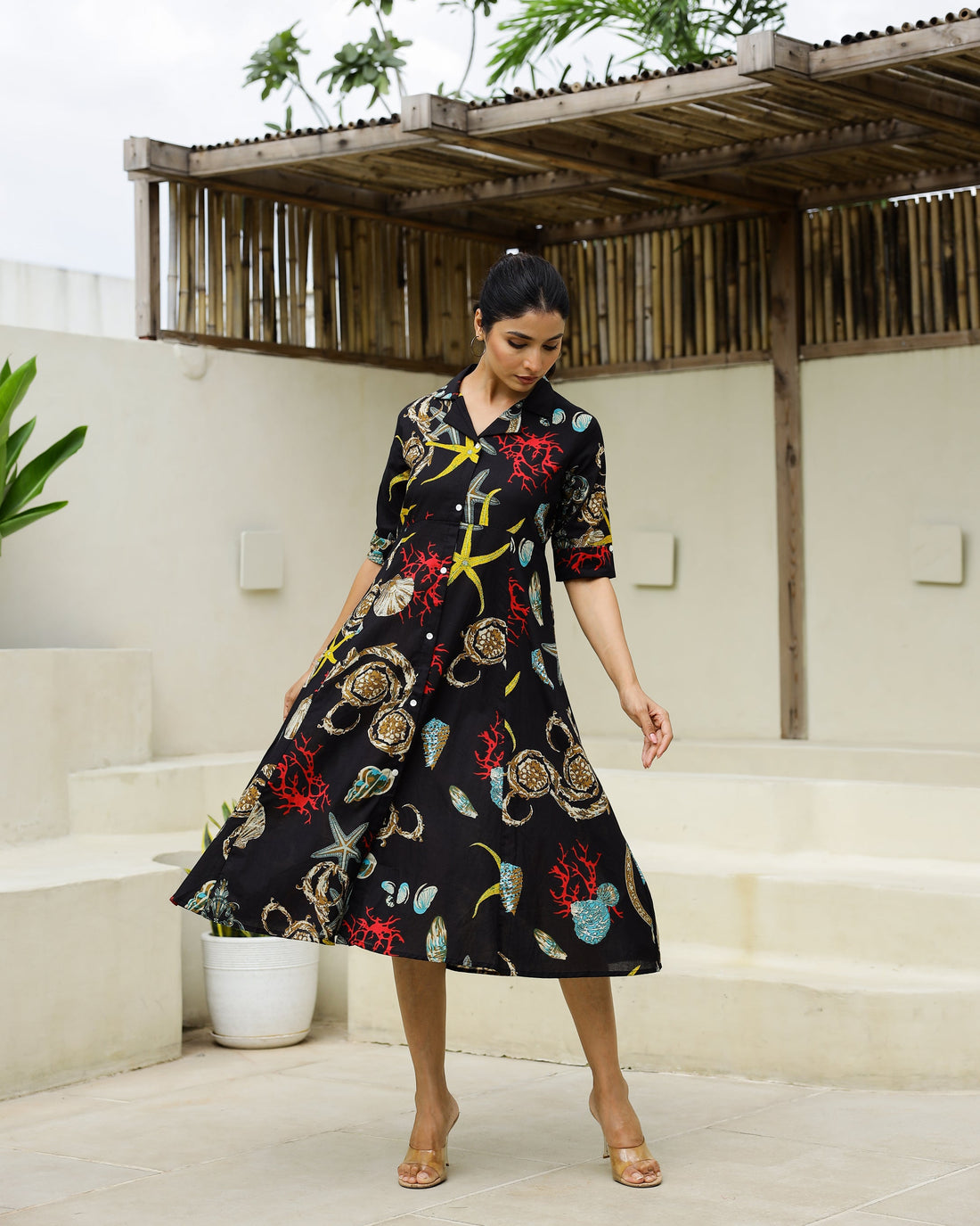 Cotton Printed Dress | A-Line Dress | Shop stylish women's clothing online at Label Flavia |