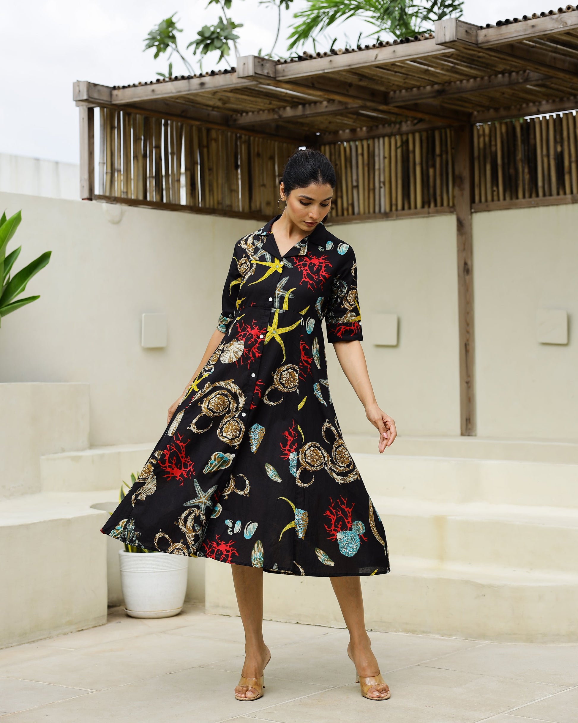 Cotton Printed Dress | A-Line Dress | Shop stylish women's clothing online at Label Flavia |