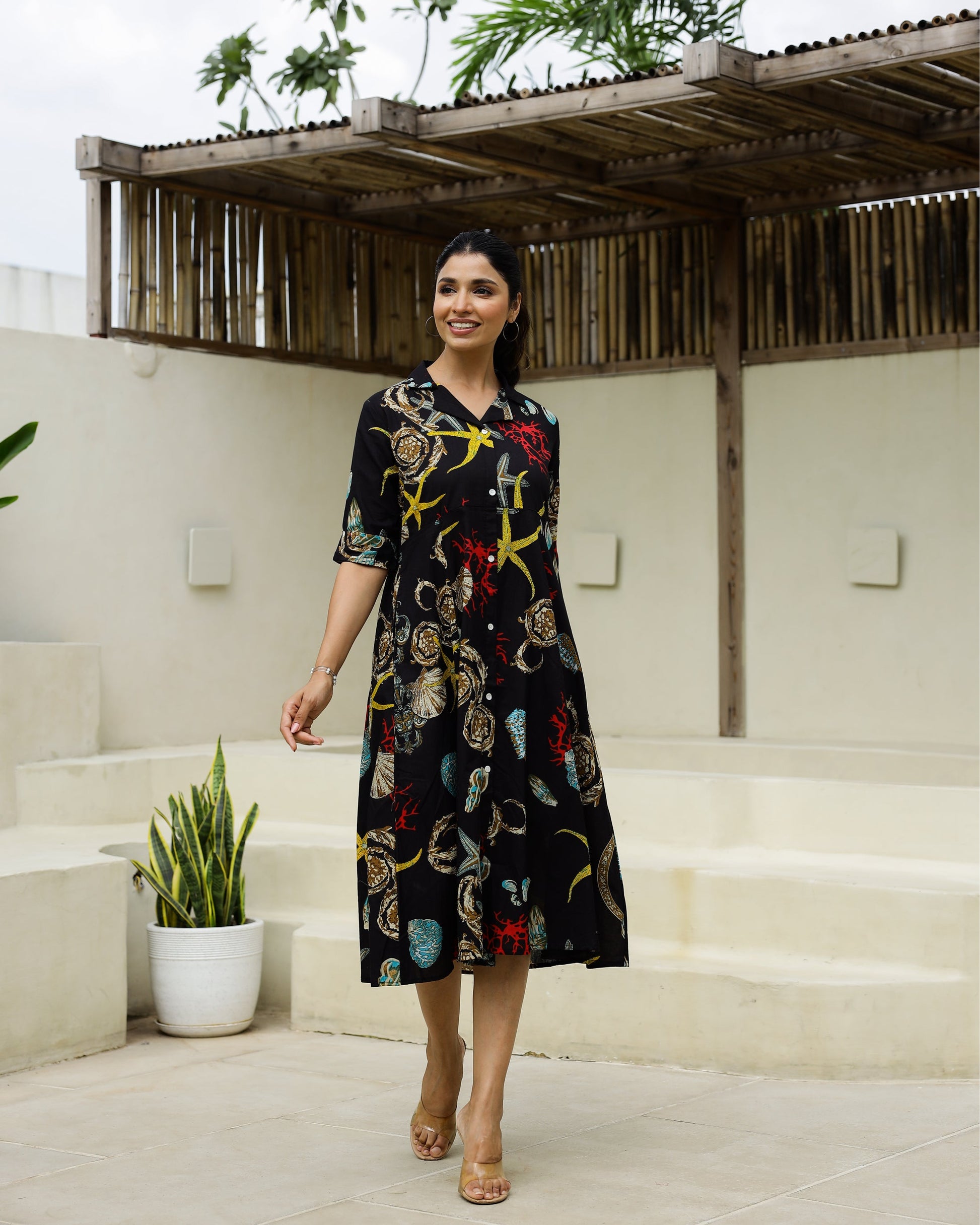 Cotton Printed Dress | A-Line Dress | Shop stylish women's clothing online at Label Flavia |