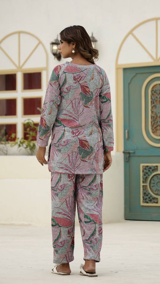 Floral Pashmina Woolen Co-ord Set - Warm & Stylish for Indian Women | Co-Ord Set | Shop stylish women's clothing online at Label Flavia |
