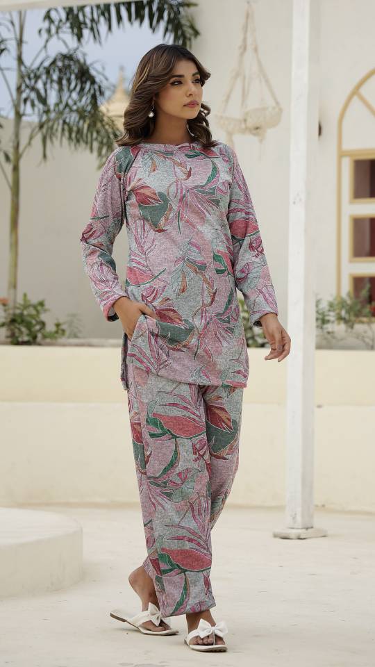 Floral Pashmina Woolen Co-ord Set - Warm & Stylish for Indian Women | Co-Ord Set | Shop stylish women's clothing online at Label Flavia |