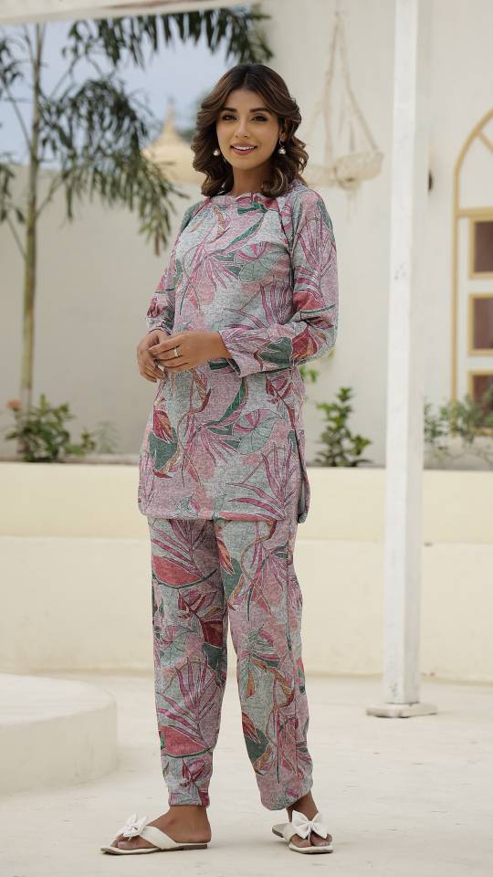 Floral Pashmina Woolen Co-ord Set - Warm & Stylish for Indian Women | Co-Ord Set | Shop stylish women's clothing online at Label Flavia |