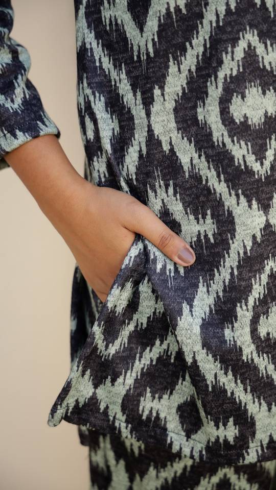 Chic Ikat Pashmina Woolen Co-ord Set for Indian Women – Winter Essential | Co-Ord Set | Shop stylish women's clothing online at Label Flavia |