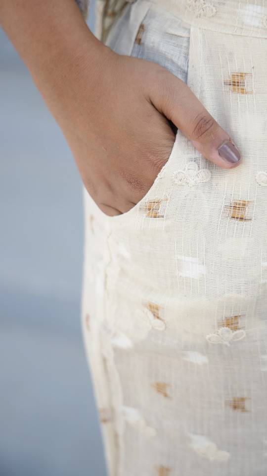 Elegant Cotton Dobby Schiffli Co-ord Set for Indian Women – Casual Luxe Style | Co-Ord Set | Shop stylish women's clothing online at Label Flavia |