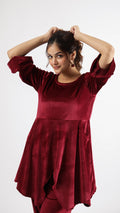 Maroon Velvet Embellished Co-ord Set | Co-Ord Set | Shop stylish women's clothing online at Label Flavia |