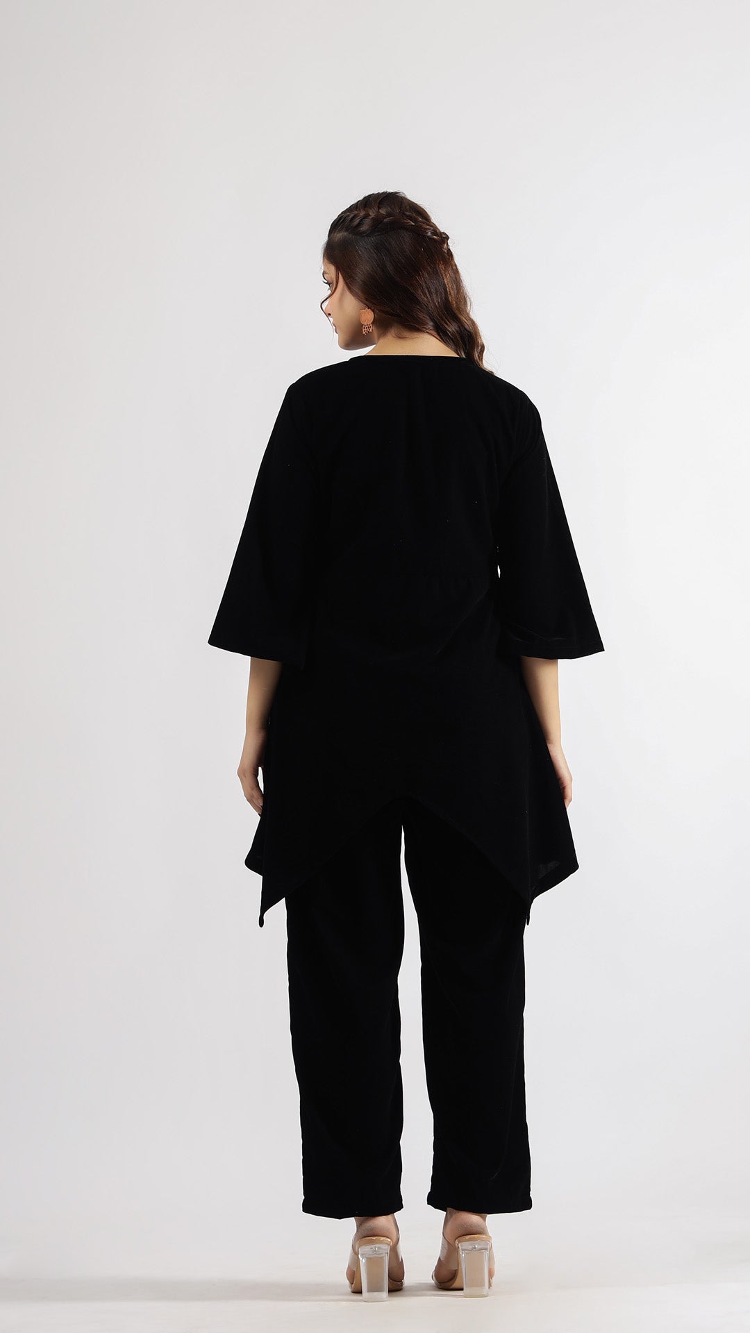 Black Velvet Embellished Co-ord Set | Co-Ord Set | Shop stylish women's clothing online at Label Flavia |