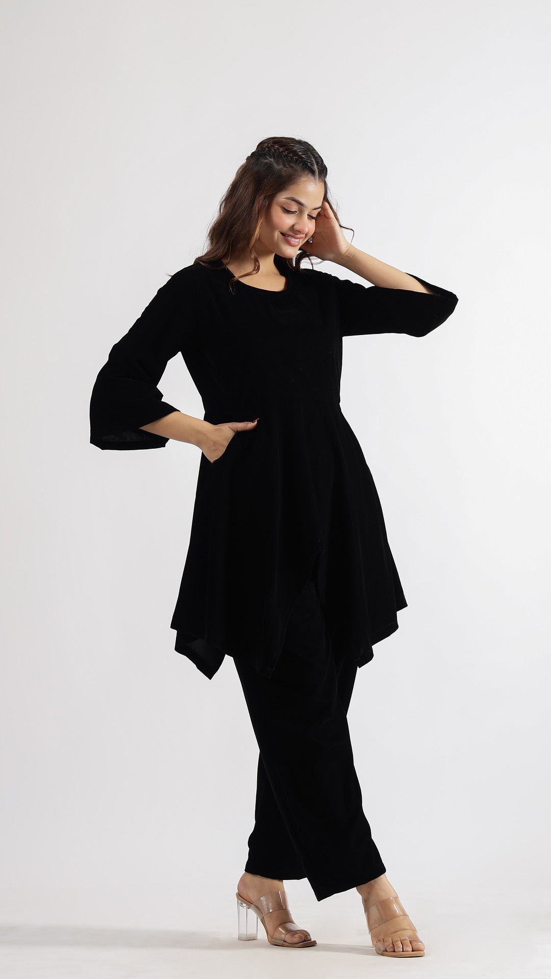 Black Velvet Embellished Co-ord Set | Co-Ord Set | Shop stylish women's clothing online at Label Flavia |