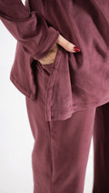 Luxurious Burgundy Velvet Lounge Wear Set – Soft & Stylish | Co-Ord Set | Shop stylish women's clothing online at Label Flavia |