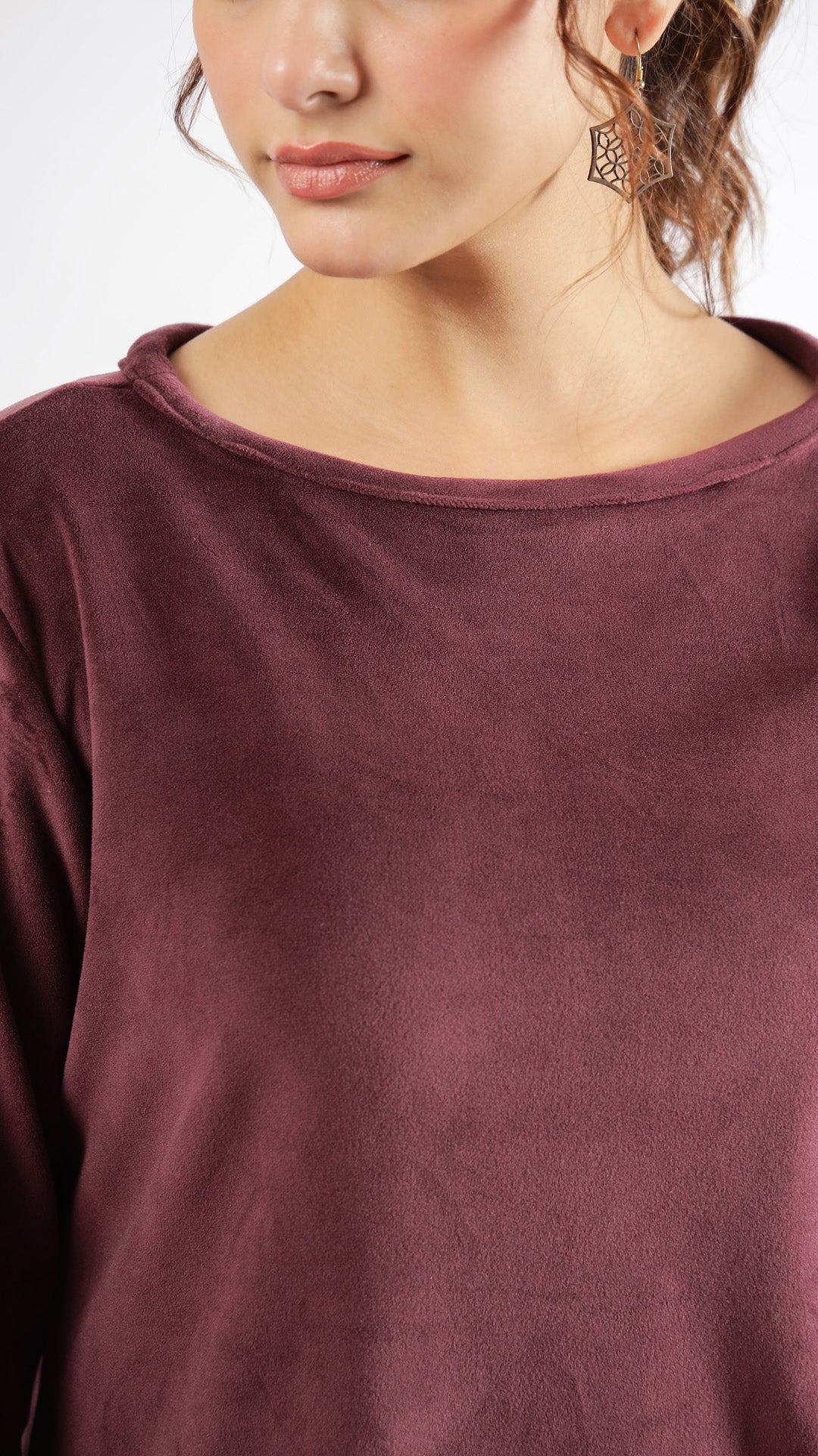 Luxurious Burgundy Velvet Lounge Wear Set – Soft & Stylish | Co-Ord Set | Shop stylish women's clothing online at Label Flavia |