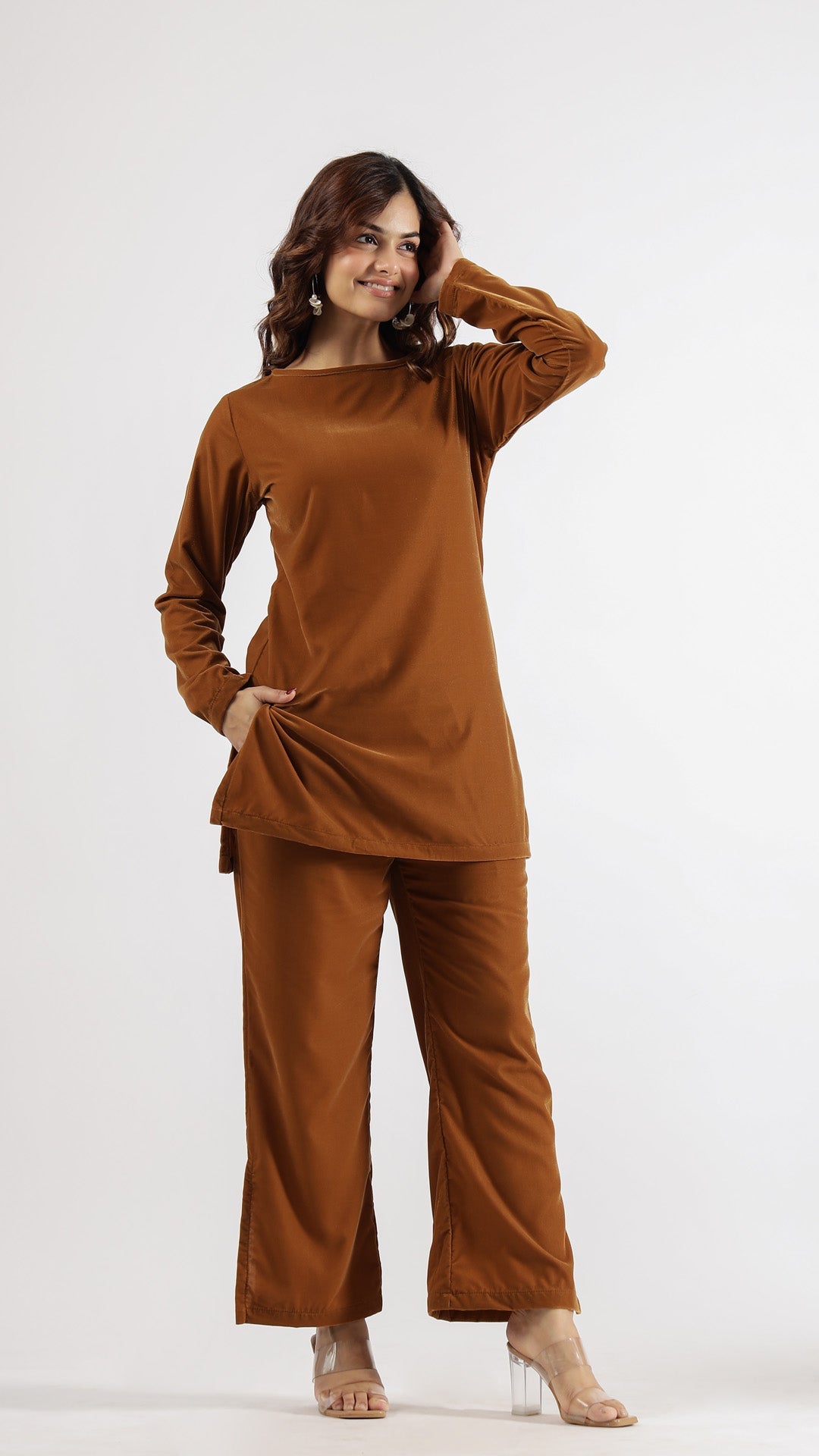 Elegant Mustard Velvet Lounge Wear Set – Luxe Comfort for Everyday | Co-Ord Set | Shop stylish women's clothing online at Label Flavia |