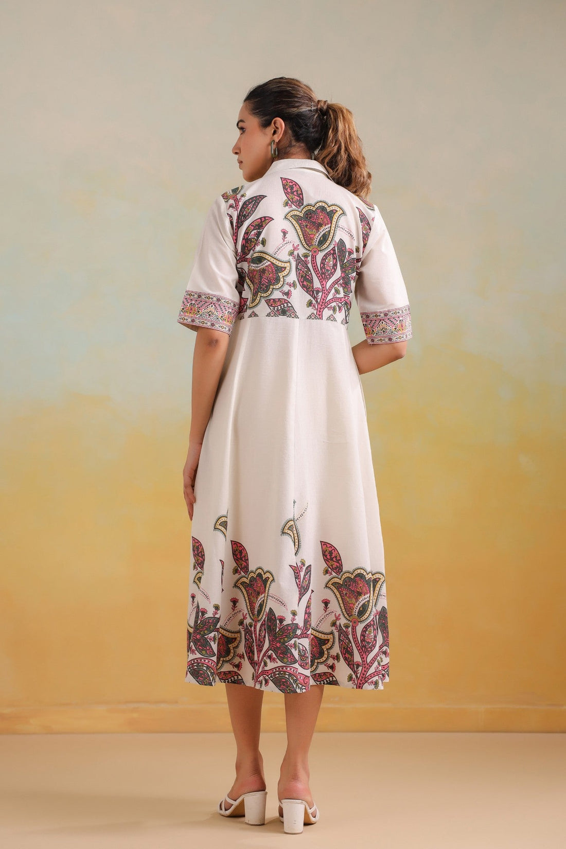 Ivory Grace – Luxe Embroidered A-Line Dress