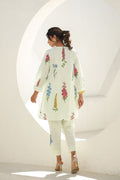 Elegant Pastel Green Floral Co-Ord Set – V-Neck Kurta & Straight Pants | Label Fushia |
