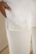 Elegant White Embroidered Co-Ord Set – Timeless & Sophisticated Three-Piece Combo Set | Label Fushia |