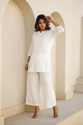 Elegant White Embroidered Co-Ord Set – Timeless & Sophisticated Three-Piece Combo Set | Label Fushia |