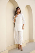 Elegant White Embroidered Co-Ord Set – Timeless & Sophisticated Three-Piece Combo Set | Label Fushia |