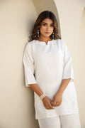 Elegant White Embroidered Co-Ord Set – Timeless & Sophisticated Three-Piece Combo Set | Label Fushia |