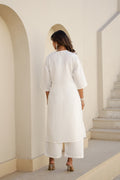 Elegant White Embroidered Co-Ord Set – Timeless & Sophisticated Three-Piece Combo Set | Label Fushia |