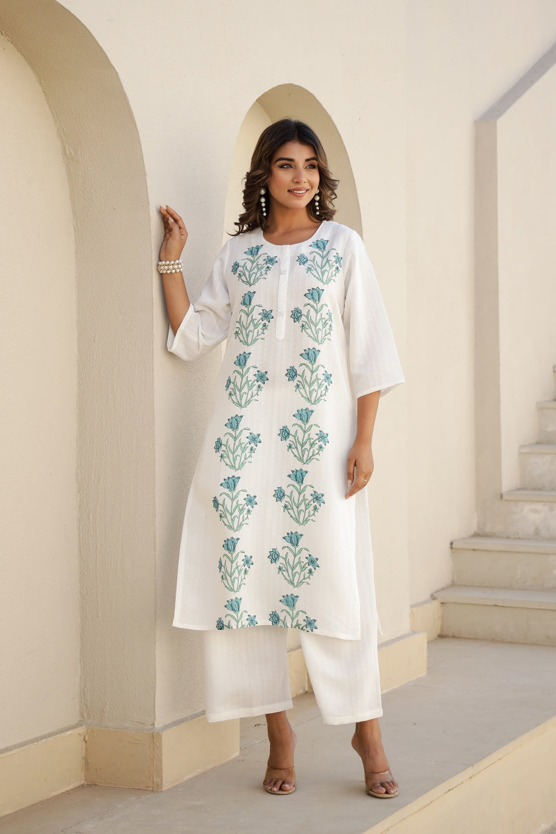 Elegant White Embroidered Co-Ord Set – Timeless & Sophisticated Three-Piece Combo Set | Label Fushia |