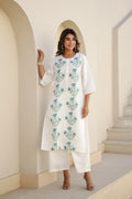 Elegant White Embroidered Co-Ord Set – Timeless & Sophisticated Three-Piece Combo Set | Label Fushia |