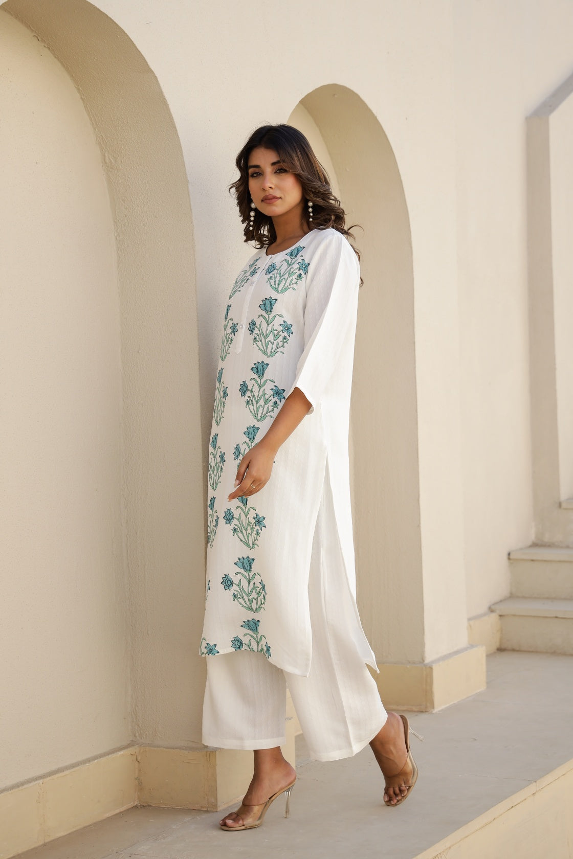 Elegant White Embroidered Co-Ord Set – Timeless & Sophisticated Three-Piece Combo Set | Label Fushia |