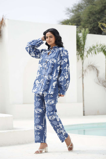 Blue Bloom Cotton Co-ord Set