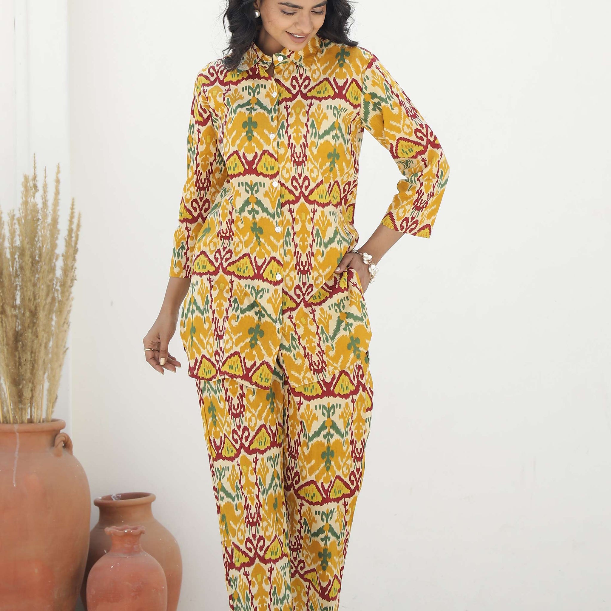 Sunburst Ikat Print Cotton Co-Ord Set
