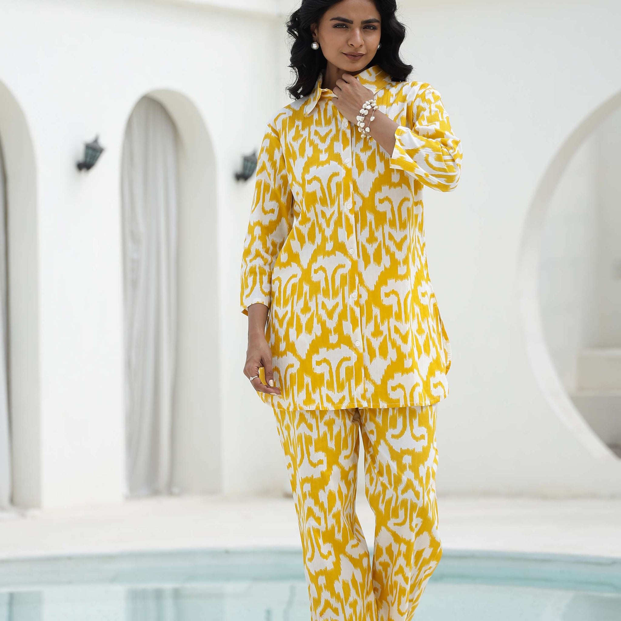 Vibrant Yellow Ikat Print Co-Ord Set
