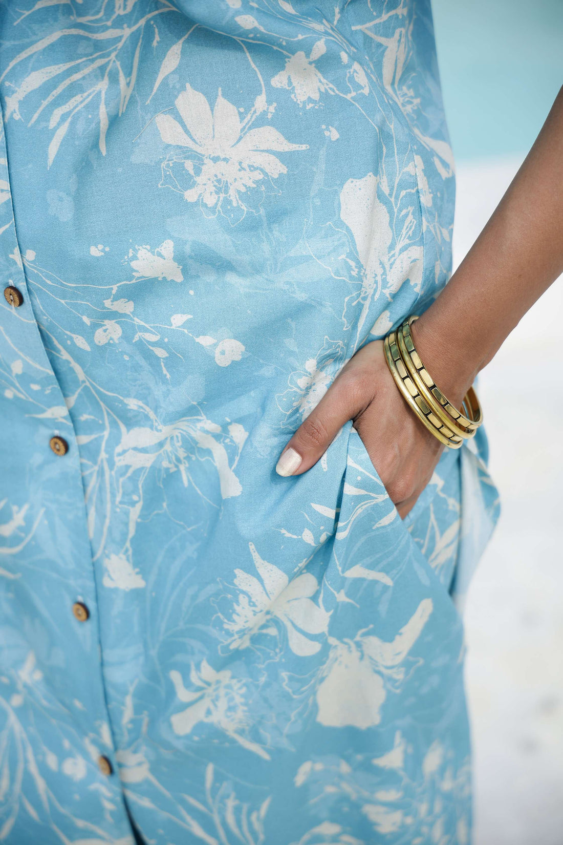 Sky Blue Floral Printed Cotton Kurta Set – Breezy & Stylish Ethnic Wear