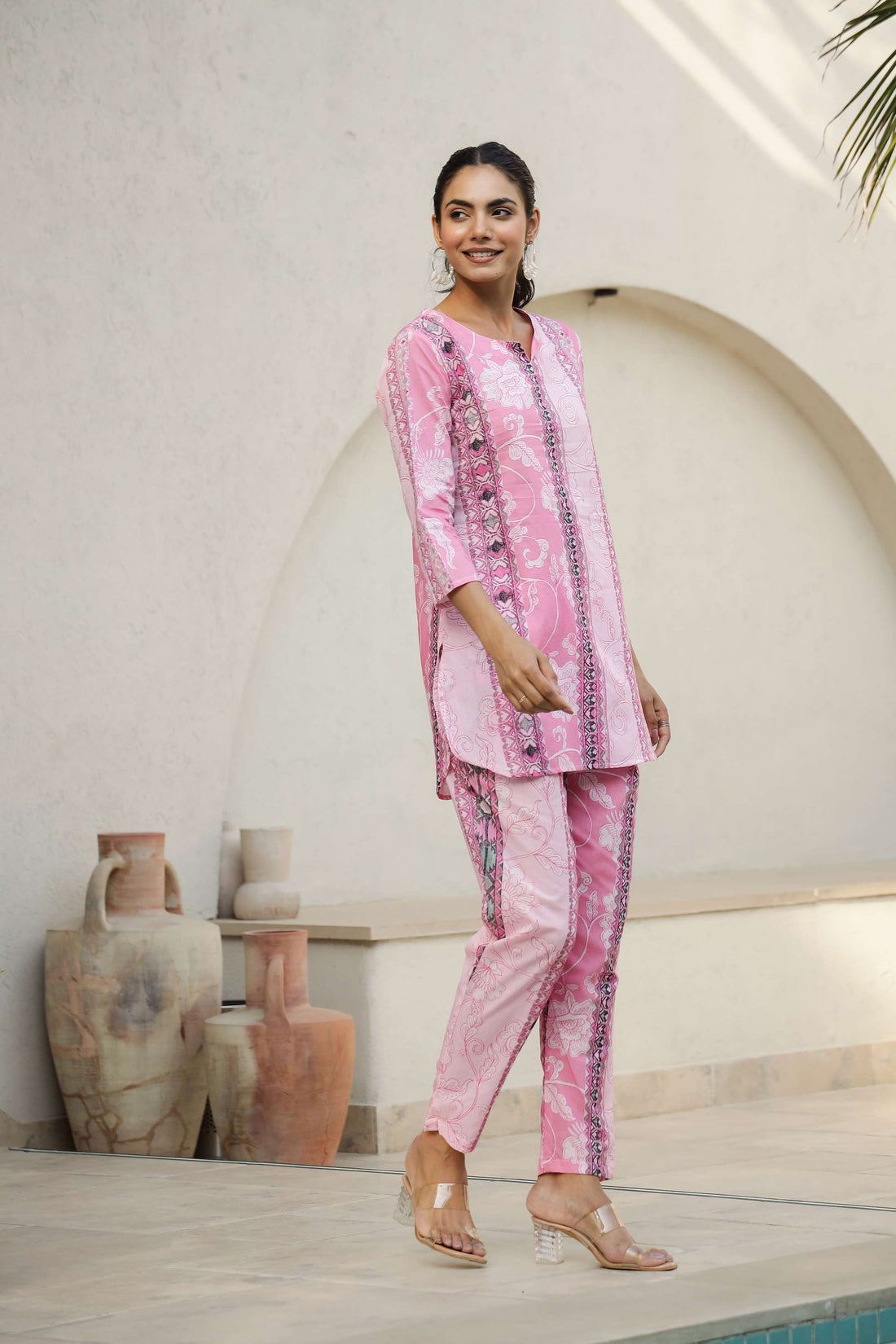 Chic Pink Printed Co-Ord Set for Women – Stylish Summer Wear