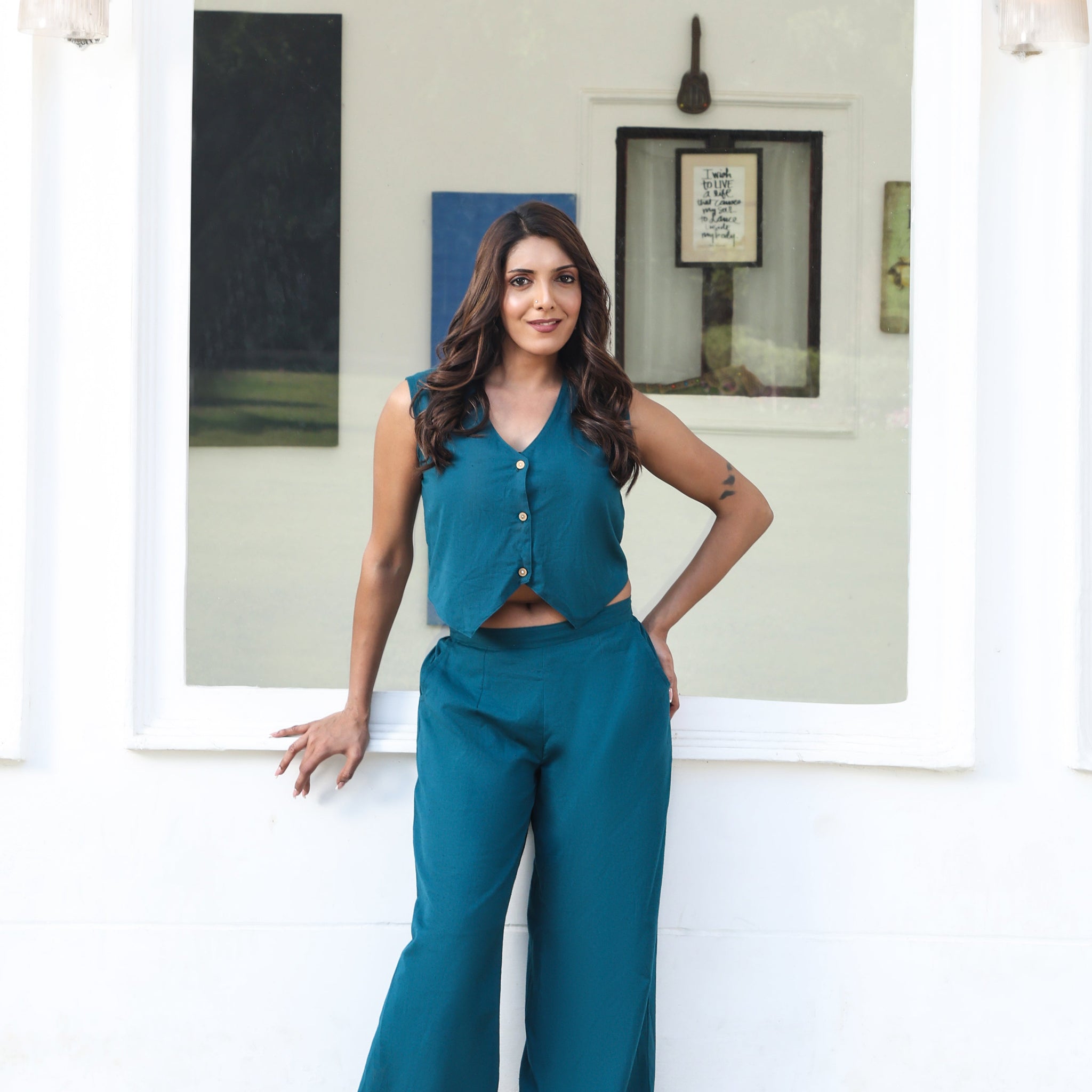 Teal Sleeveless Co-ord Set – Breezy & Bold