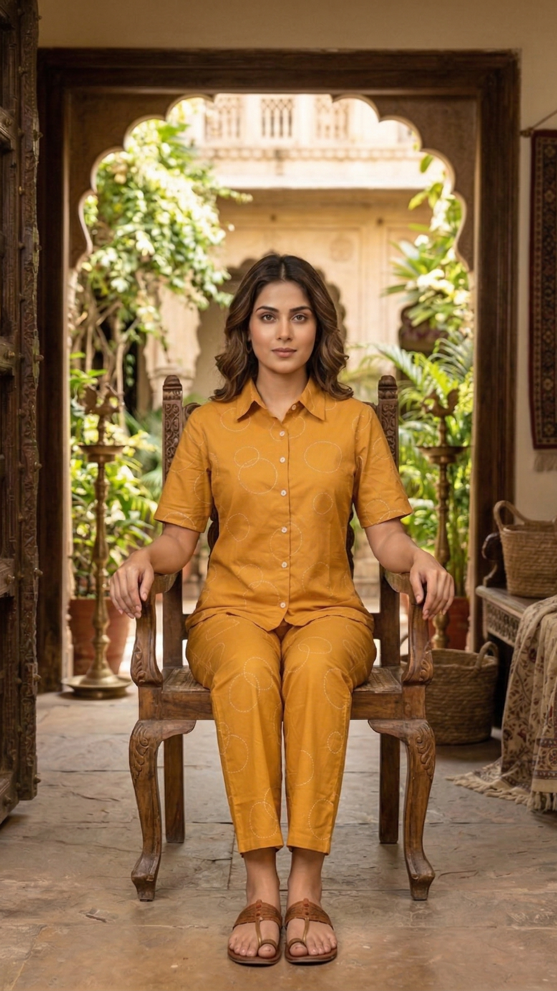 Sunlit Aura Cotton Co-ord Set – Heritage Chic Relaxed Ensemble