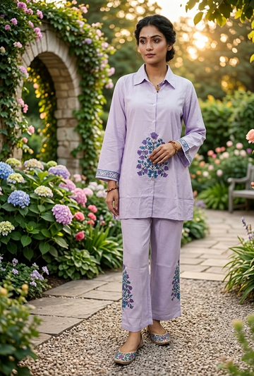 Lavender Whisper – Handcrafted Floral Co-Ord Set