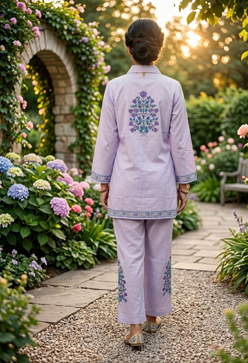 Lavender Whisper – Handcrafted Floral Co-Ord Set