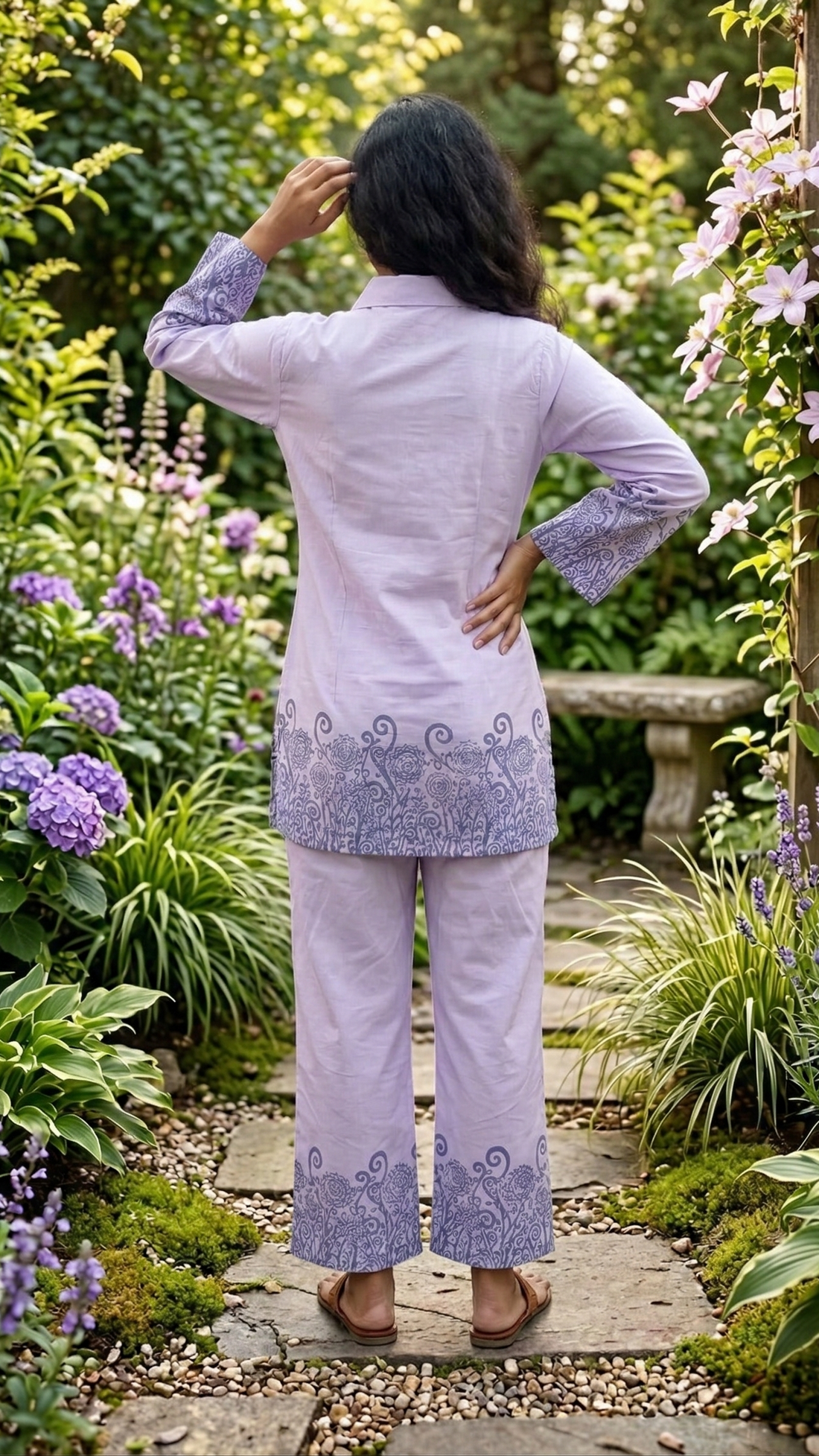 Lavender Muse – Handblock Cotton Co-Ord Set