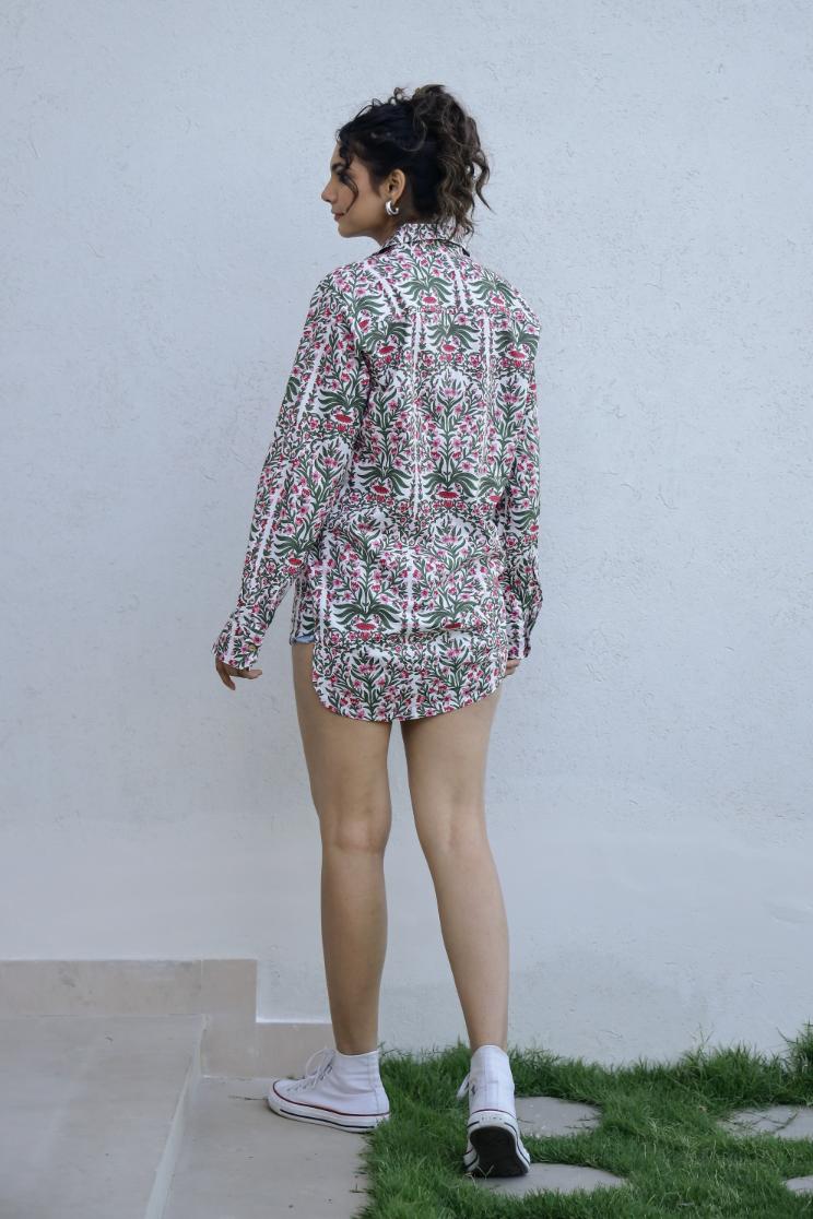 Women's Pink Floral Shirt - Bright & Playful | Women's Shirt | Shop stylish women's clothing online at Label Flavia |