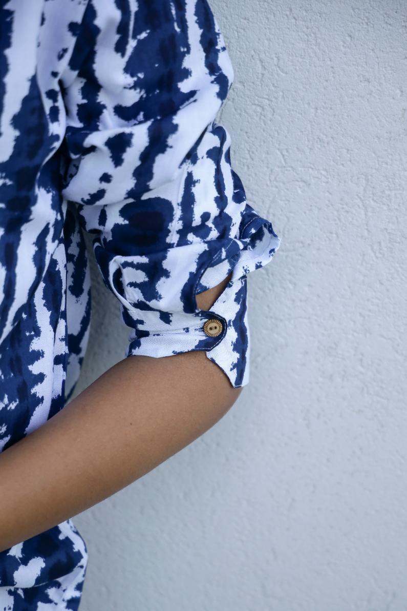 Women's Blue Tie-Dye Shirt - Relaxed & Trendy | Women's Shirt | Shop stylish women's clothing online at Label Flavia |