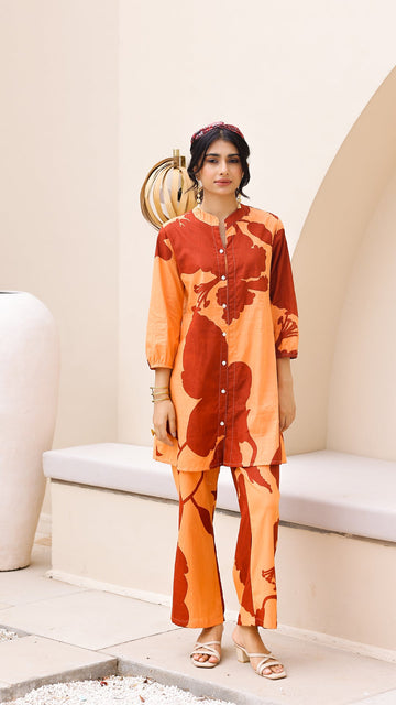 Rust Orange Floral Co-ord Set