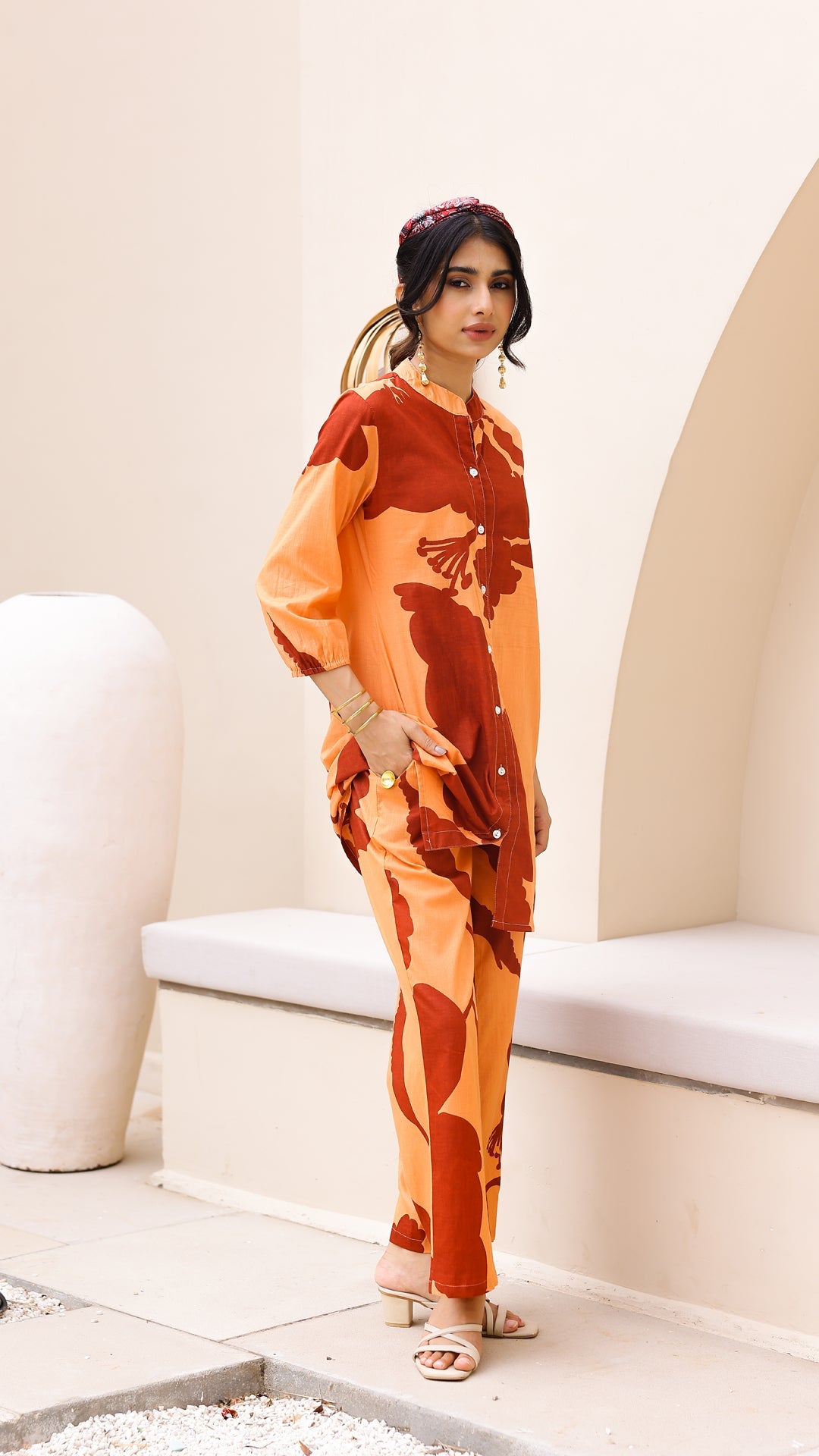 Rust Orange Floral Co-ord Set