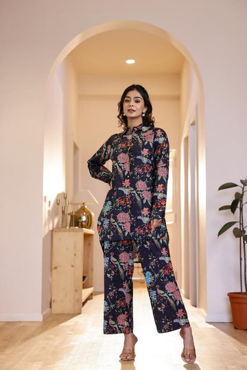 Cotton Printed High Low Straight Cord Set | Co-Ord Set | Shop stylish women's clothing online at Label Flavia |